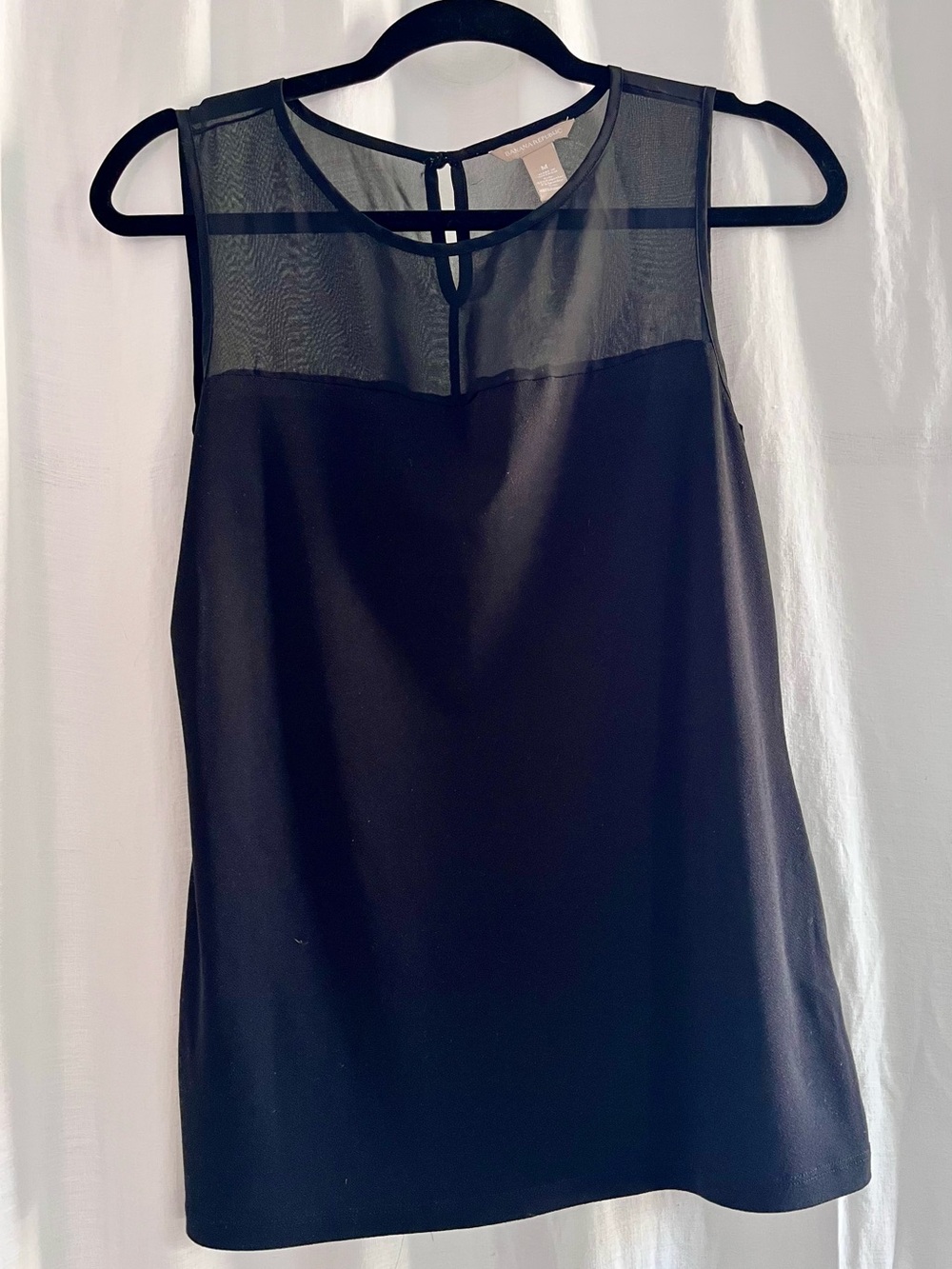 Banana Republic Black Sleeveless Blouse with Sheer Yoke